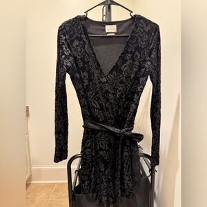 SAYLOR Black Floral Velvet Romper